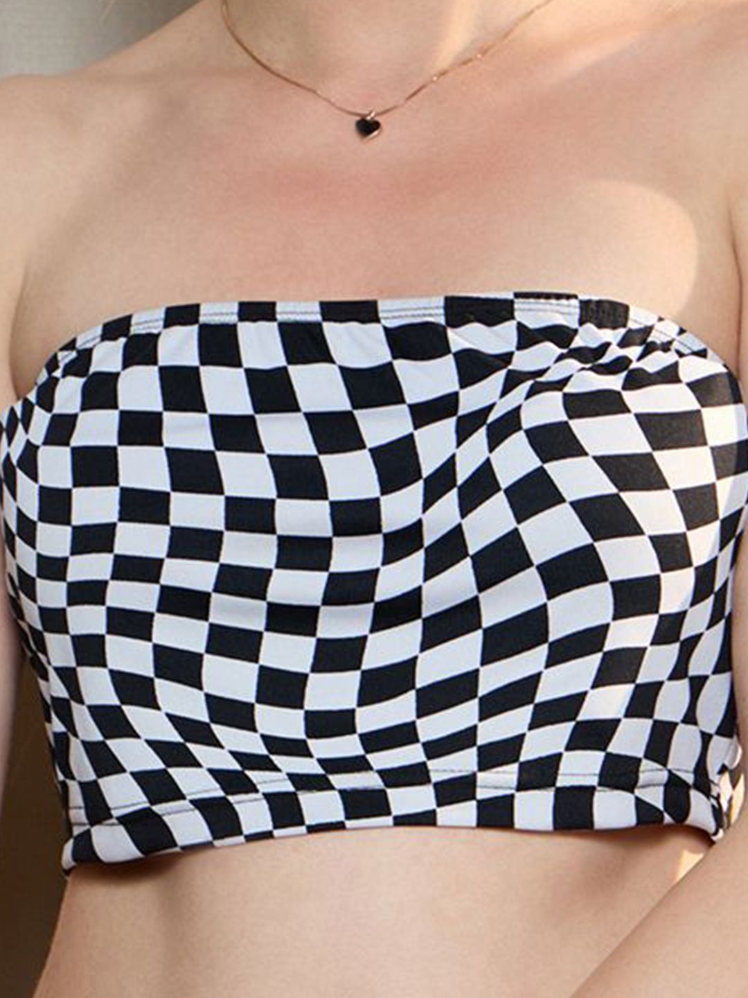 Berrylush Geometric Print Tube Crop Top