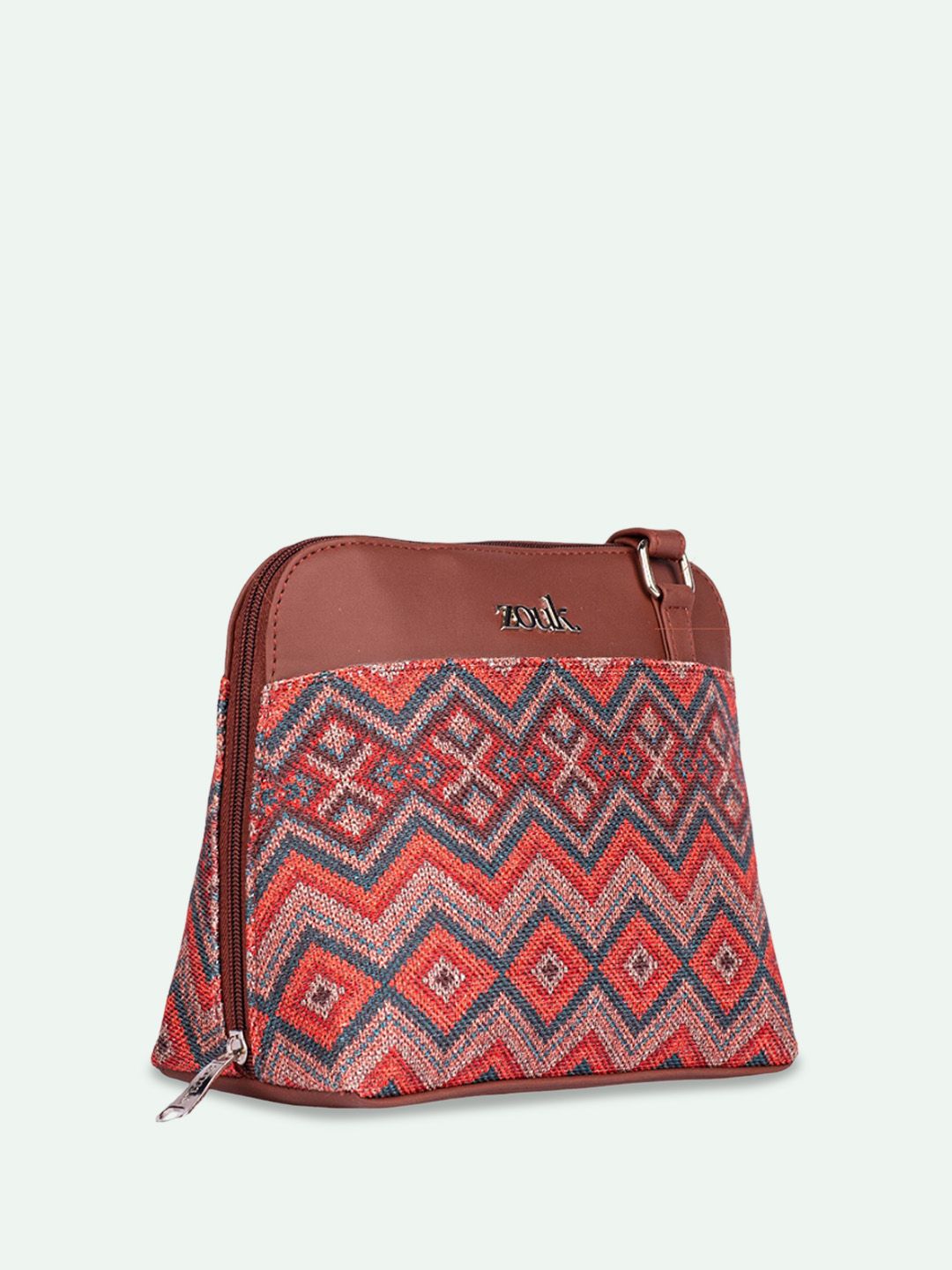 ZOUK Geometric Printed Structured Sling Bag