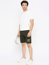 SPYKAR Men Typography Printed Mid Rise Cotton Sports Shorts