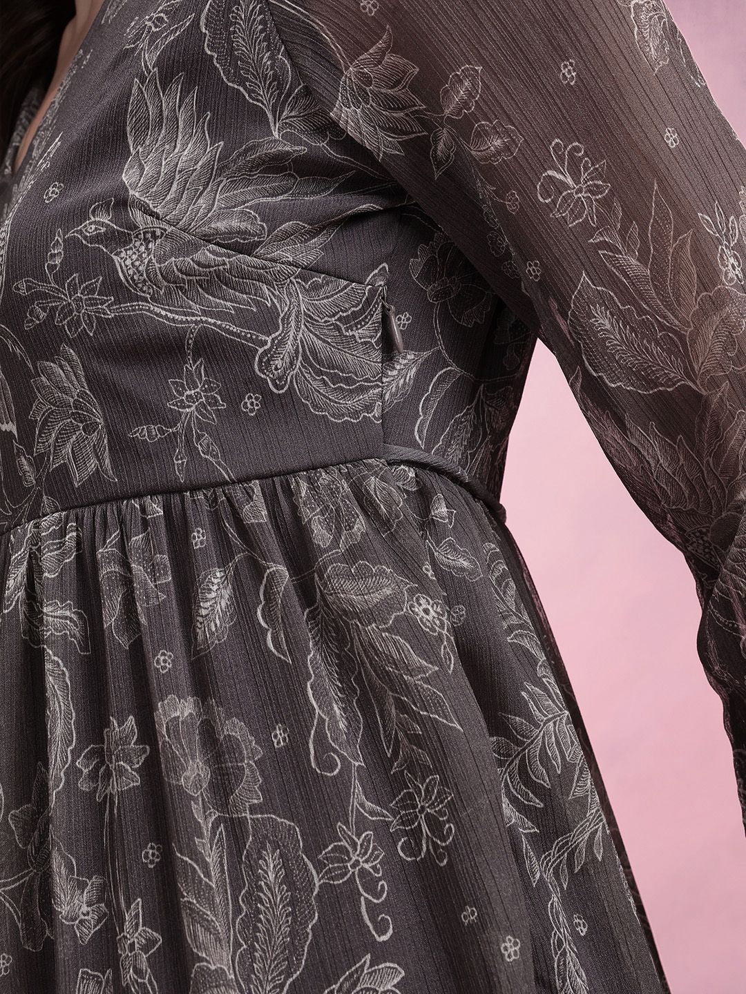 DressBerry Printed Ruffled A-Line Tiered Midi Dress