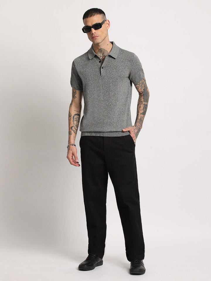 THE BEAR HOUSE Men Solid Regular Fit Cotton Polo Collar T-Shirts