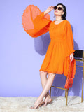 Antheaa Chiffon Fit & Flare Dress