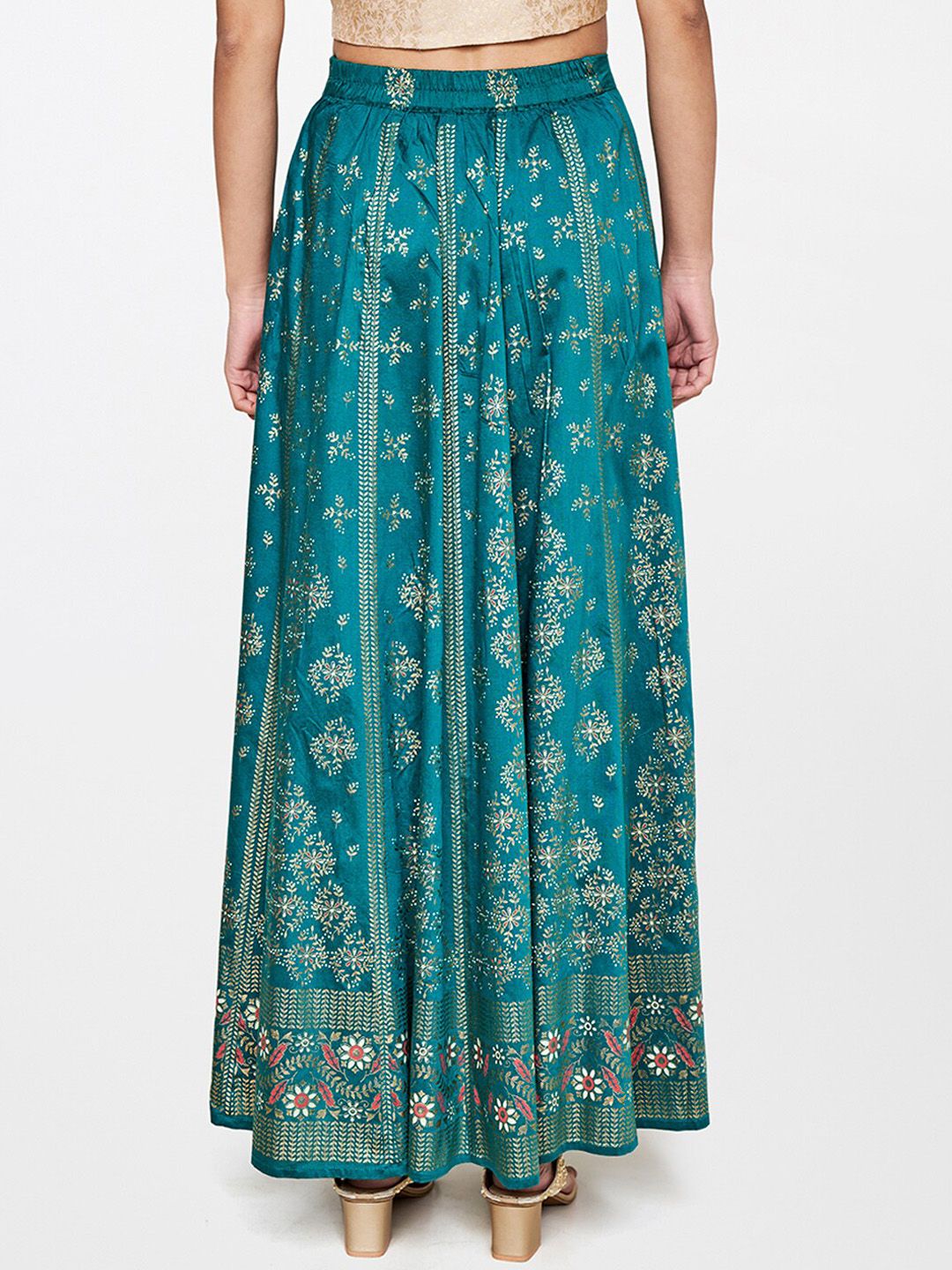 Global Desi Printed Maxi Flared Skirt