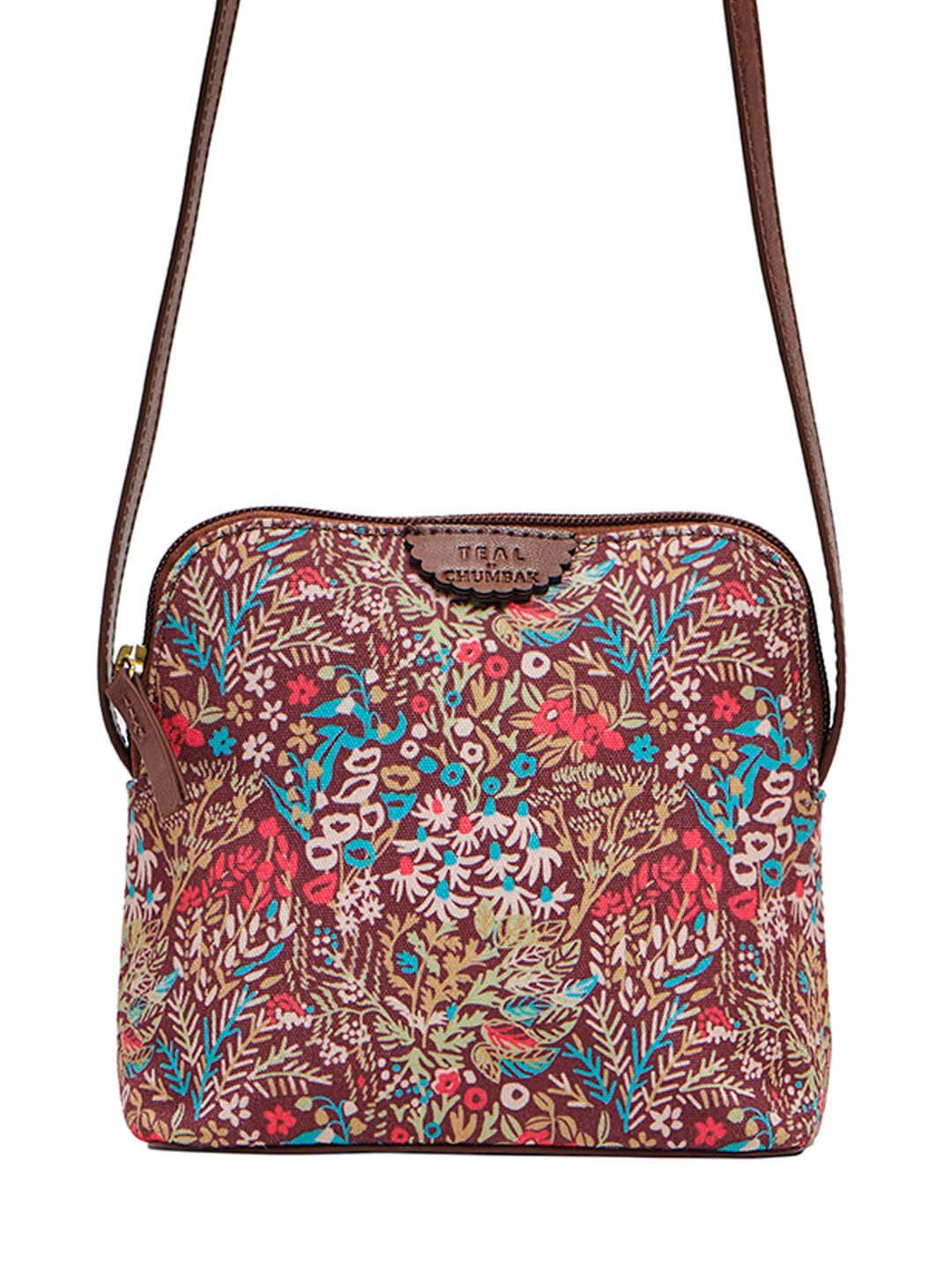 TEAL BY CHUMBAK Floral Printed Structured Sling Bag