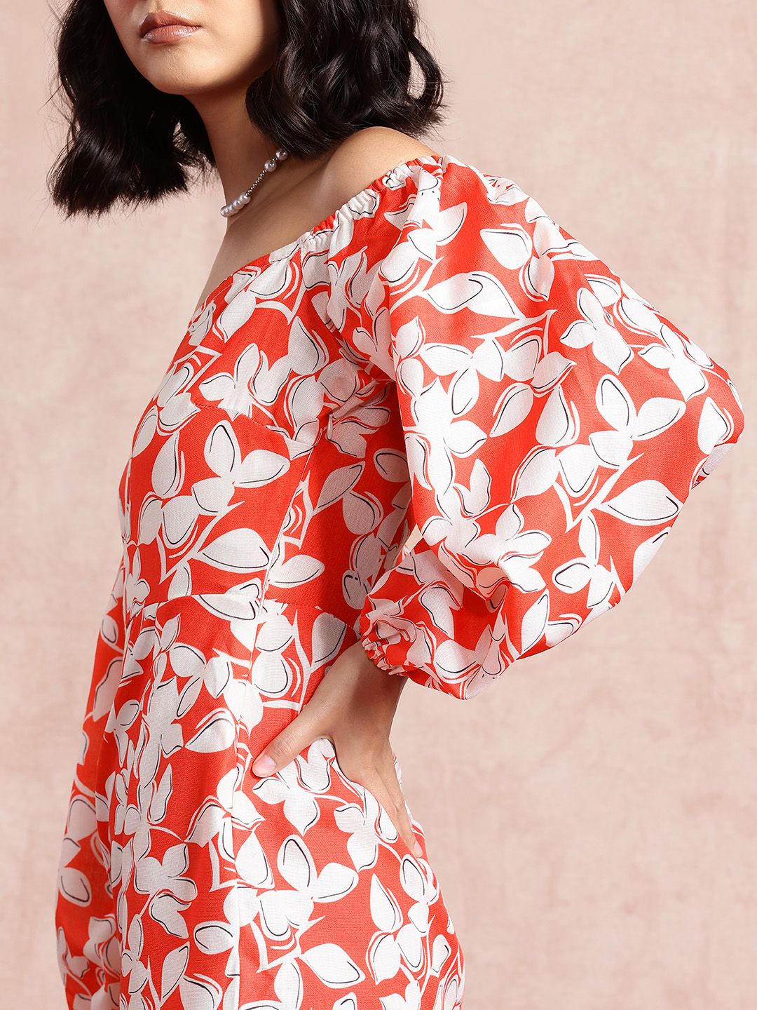 all about you Floral Print Puff Sleeve Sheath Mini Dress