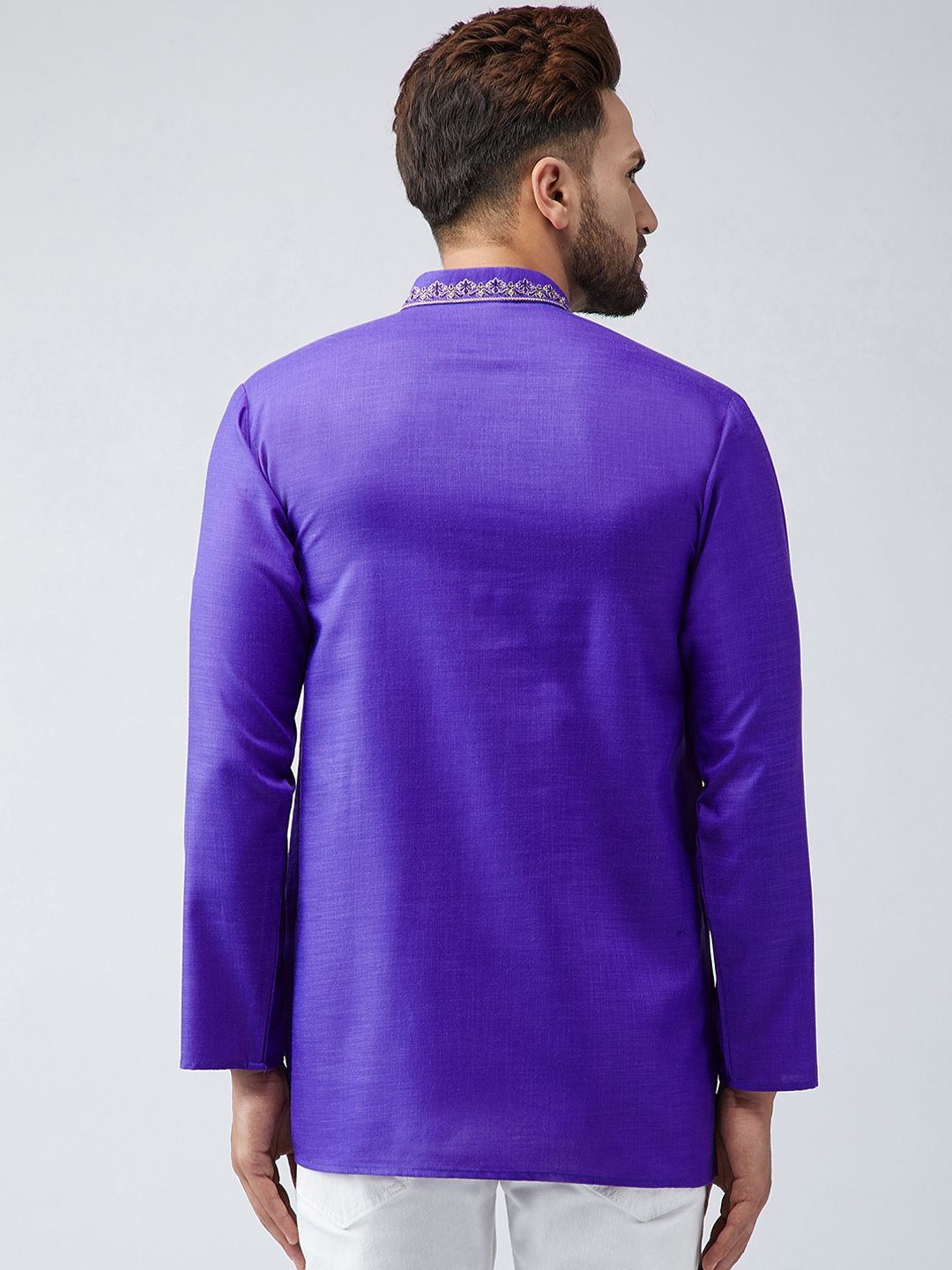 SOJANYA Lelaki Ungu Solid Kurta Lurus