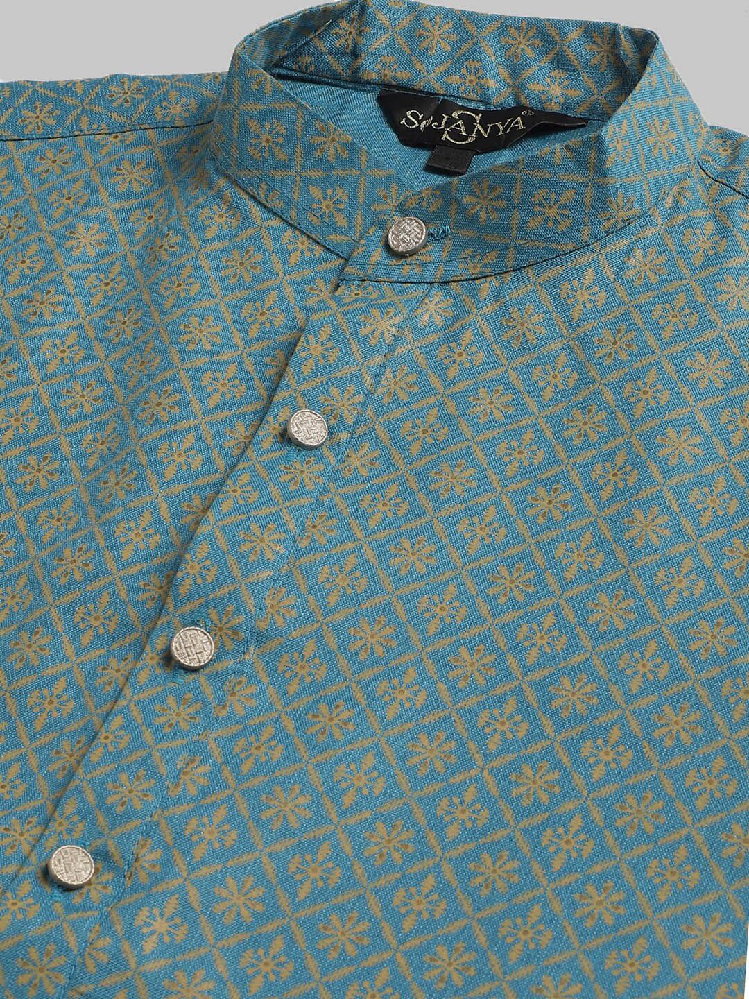 SOJANYA Men Geometric Printed Cotton Linen Kurta