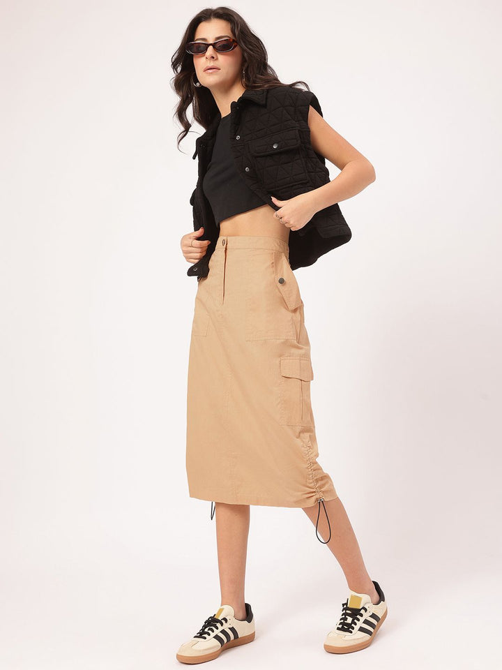 DressBerry Elevated Essentials Cargo Parachute Straight Midi Skirt