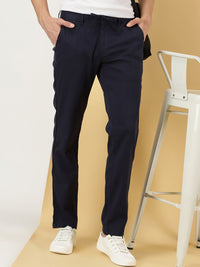 Thomas Scott Men Smart Mid Rise Linen Cotton Trouser
