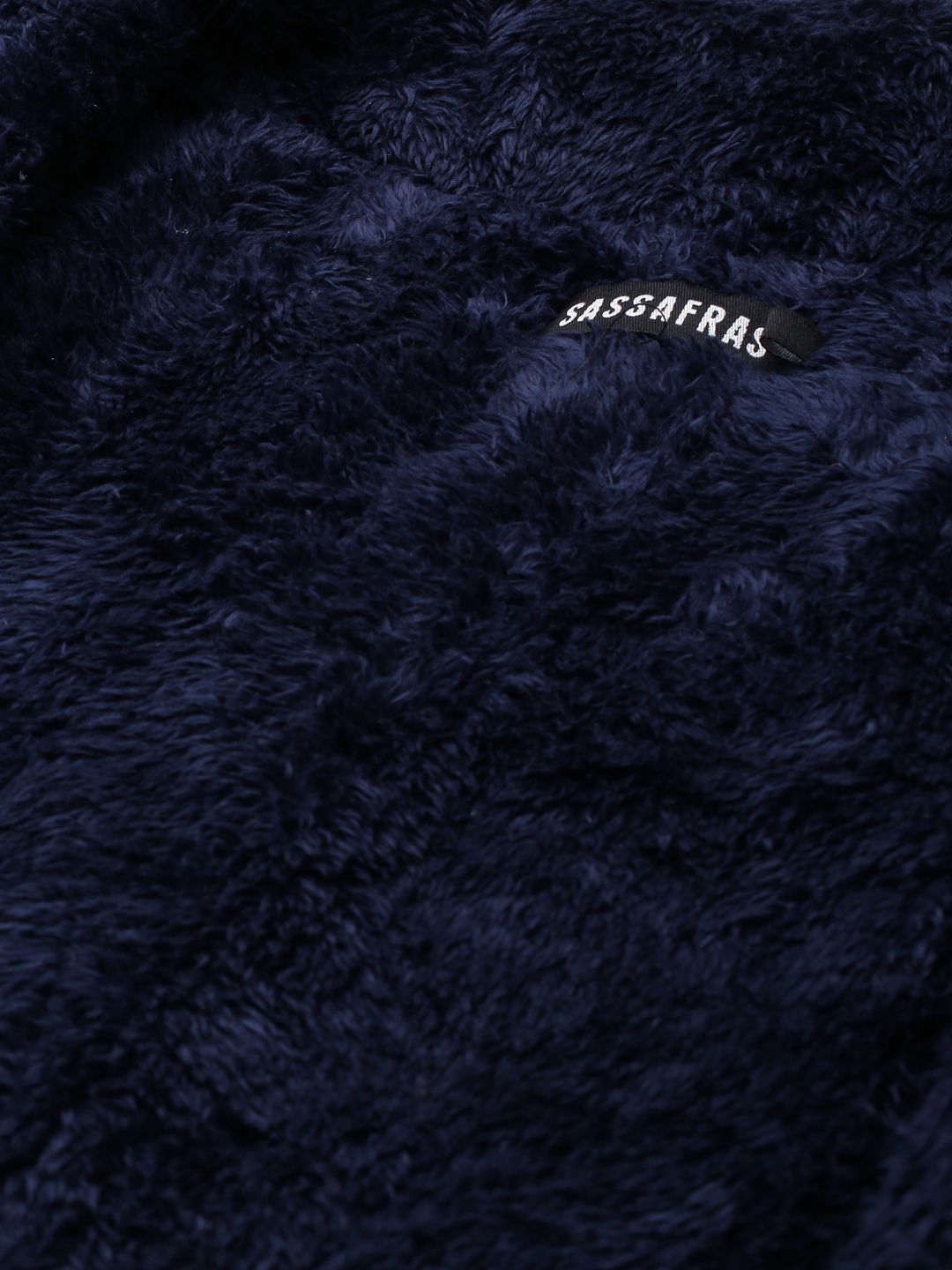 SASSAFRAS Women Navy Blue Crop Padded Jacket