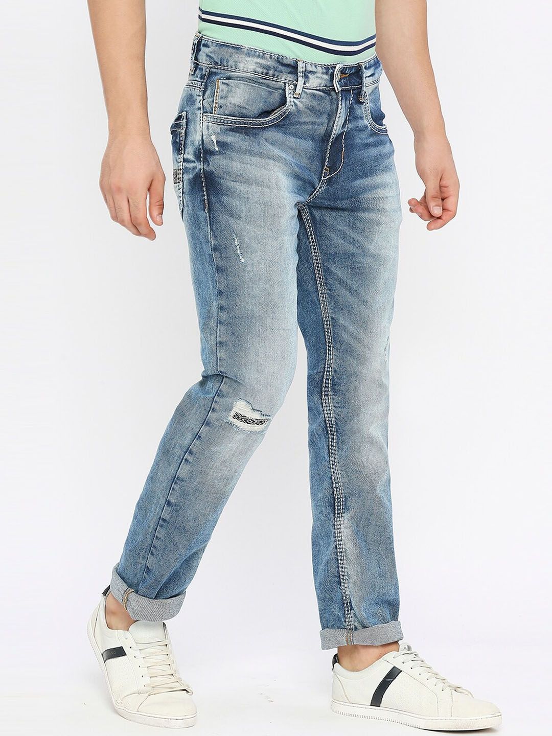 SPYKAR Men Mid-Rise Mildly Distressed Heavy Fade Stretchable Jeans
