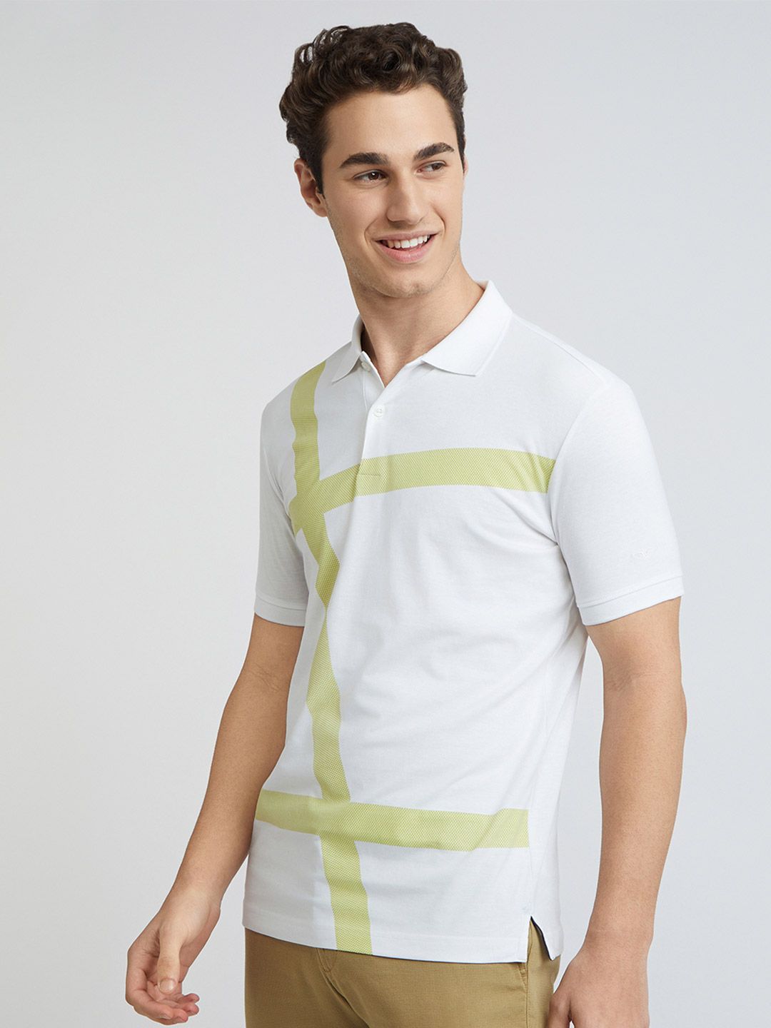 Park Avenue Striped Polo Collar Slim Fit T-shirt