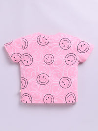 Happy Faces Girls Smiley Printed Pure Cotton T-shirt
