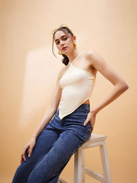 SASSAFRAS BASICS Ribbed Halter Neck Cotton Crop Top