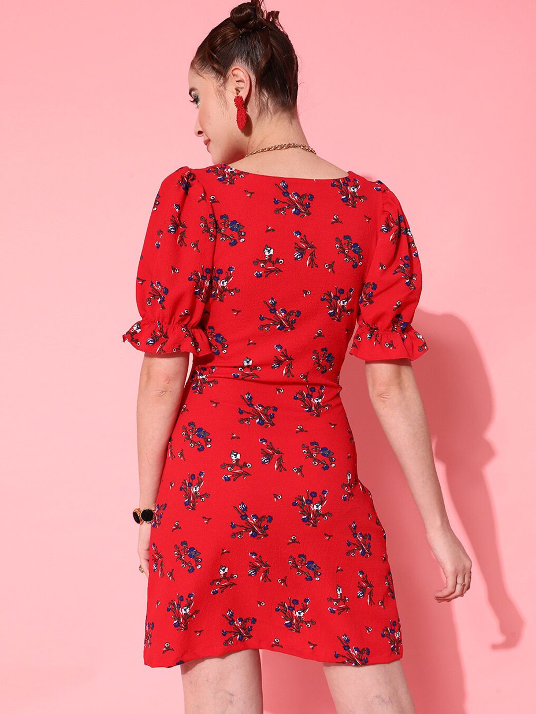 STREET 9 Women Deep Red Floral Dress