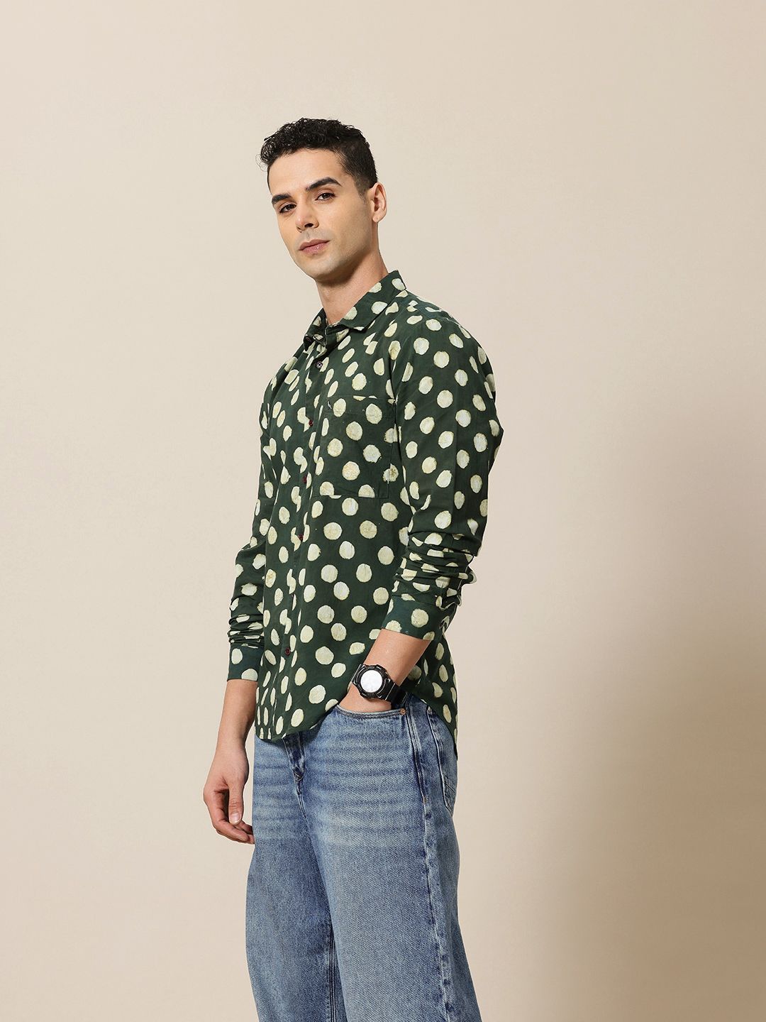 Mr Bowerbird Pure Cotton Bagru Hand Block Printed Printed Tailored Fit Casual Shirt