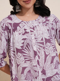 Vishudh Floral Printed Puff Sleeves A-Line Dress