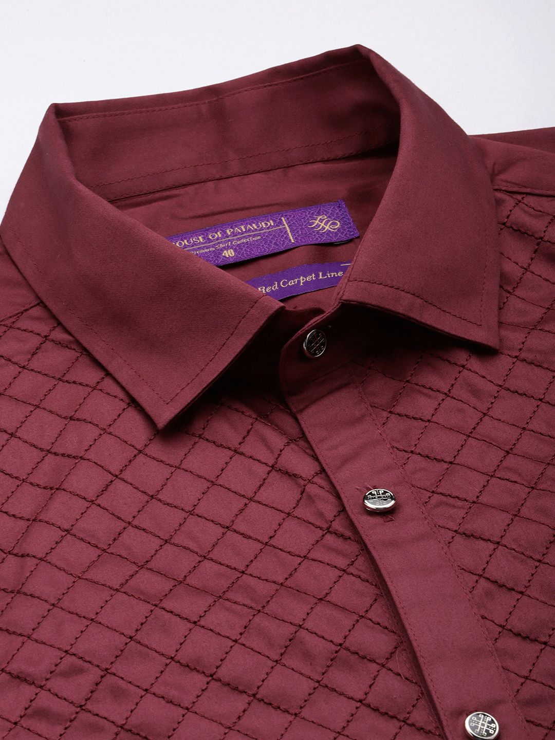 House of Pataudi Pure Cotton Thread Work Party Shirt