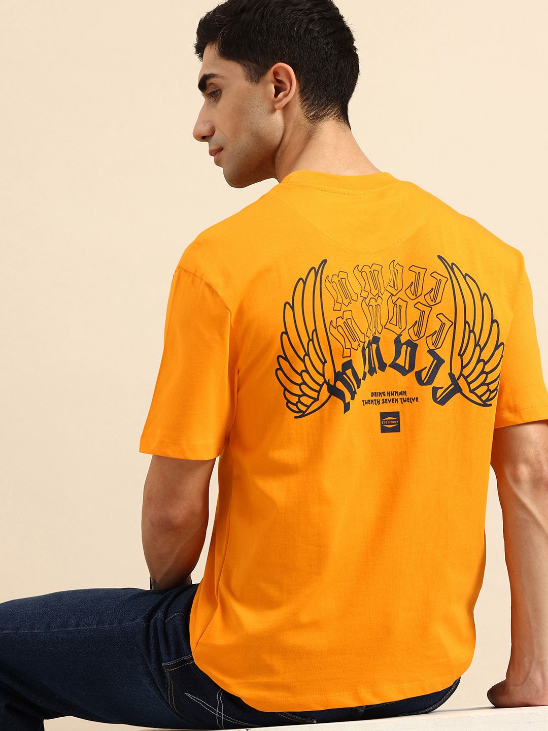 Being Human Pure Cotton Graphic Printed Relaxed Fit T-shirt