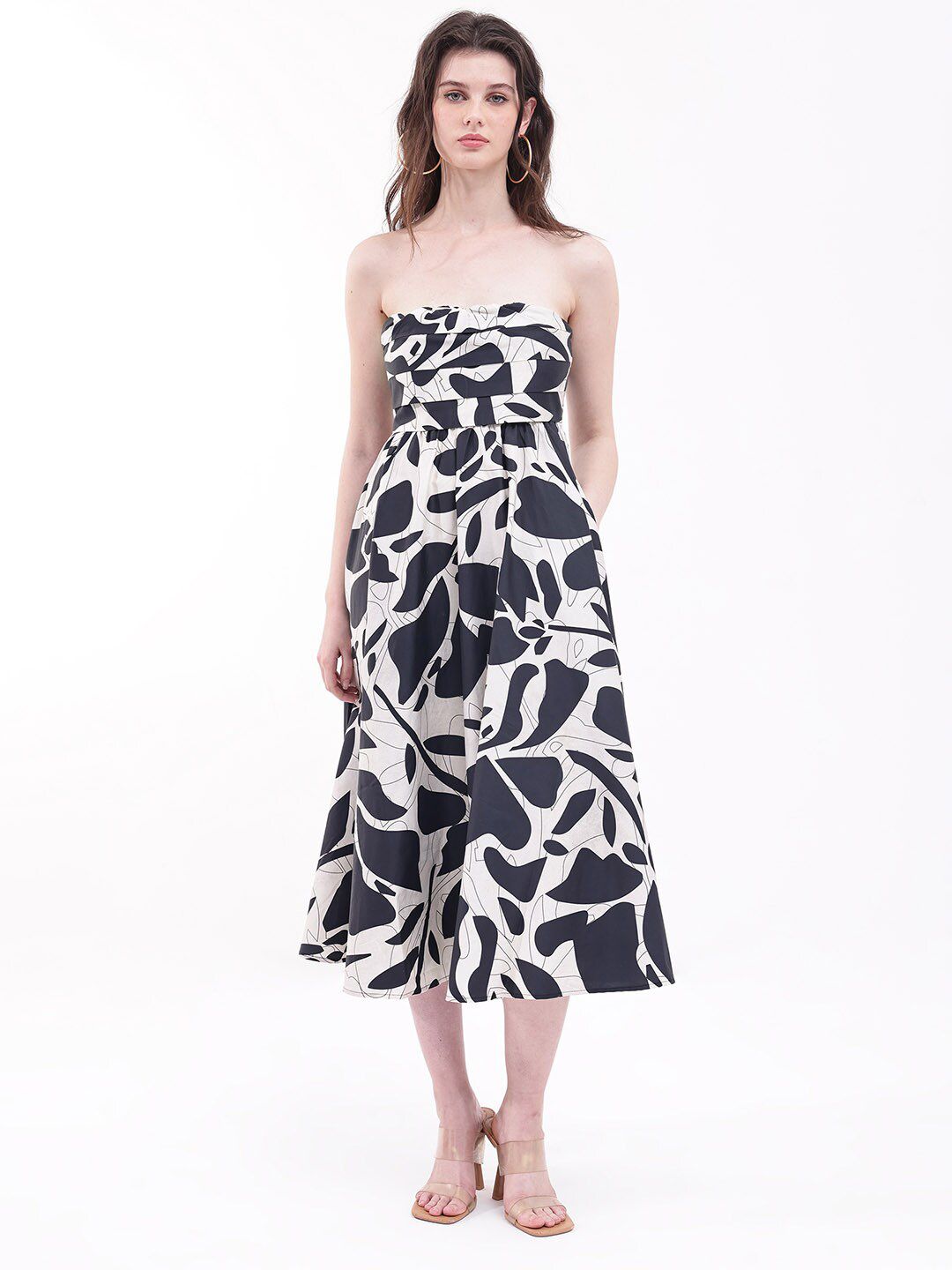 RAREISM Print A-Line Midi Dress