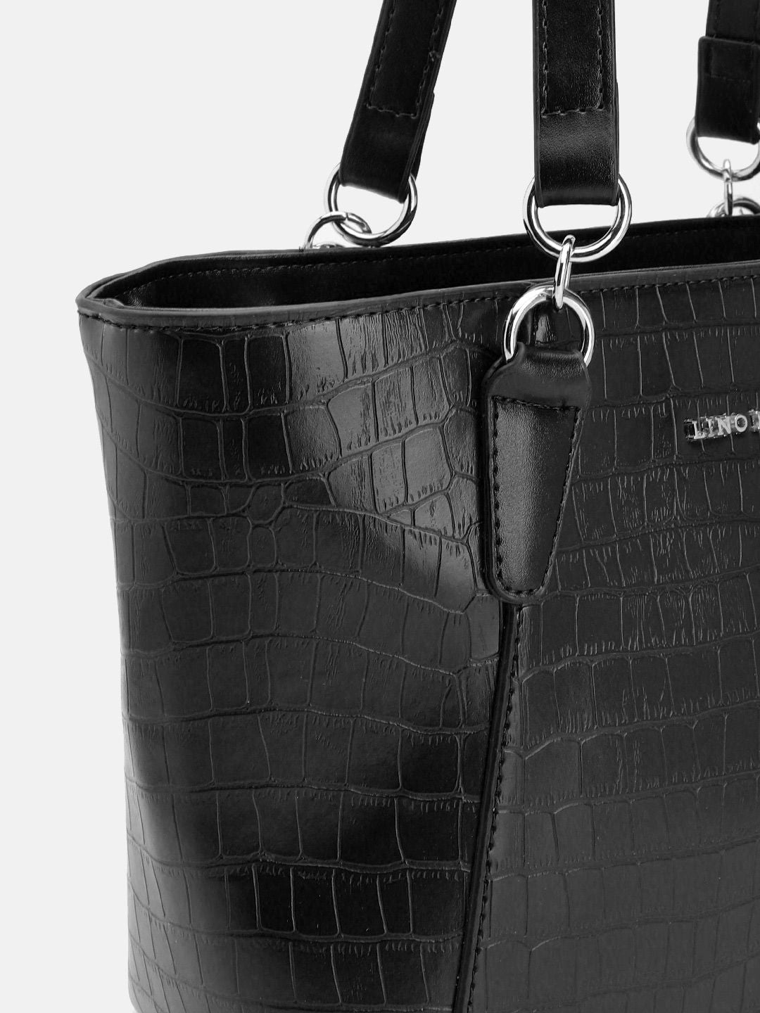 Lino Perros Croc Textured Structured Shoulder Bag