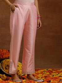 Libas Floral Yoke Design Sequinned Straight Kurta With Trousers & Dupatta