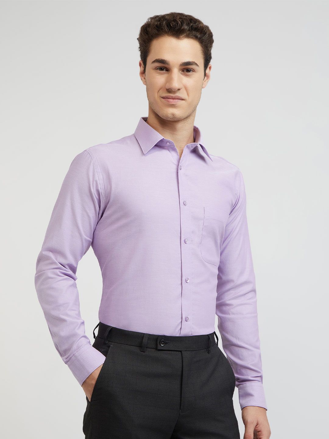 Raymond Men Purple Pure Cotton Slim Fit Formal Shirt