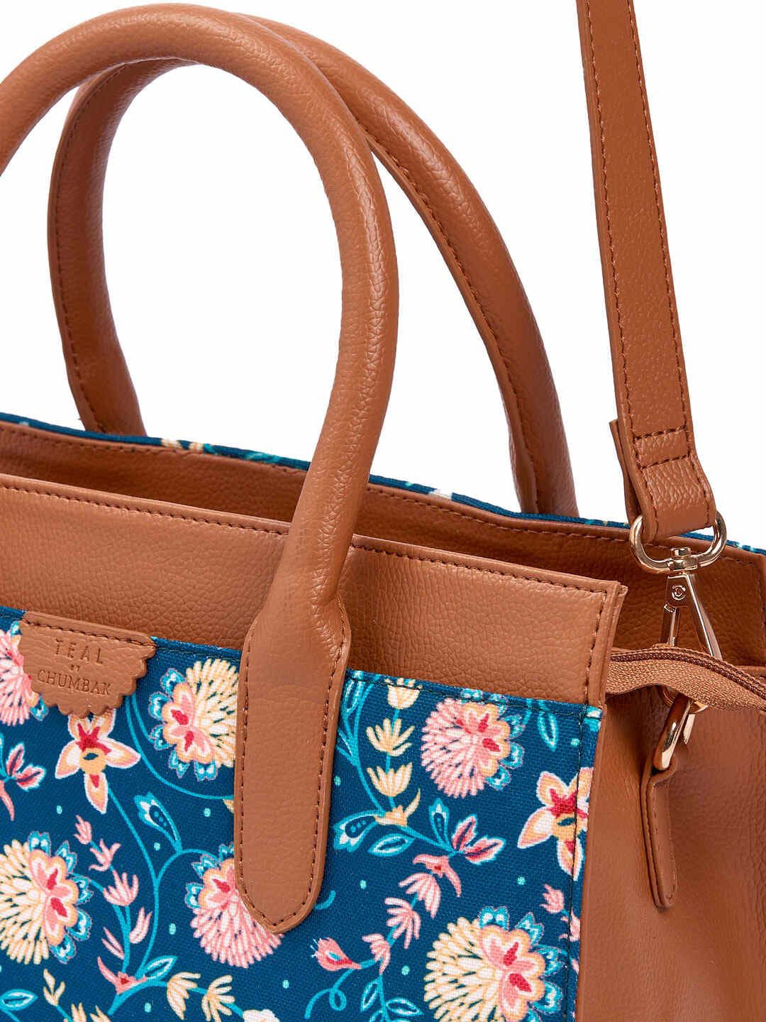 TEAL BY CHUMBAK Floral Printed Structured Sling Bag