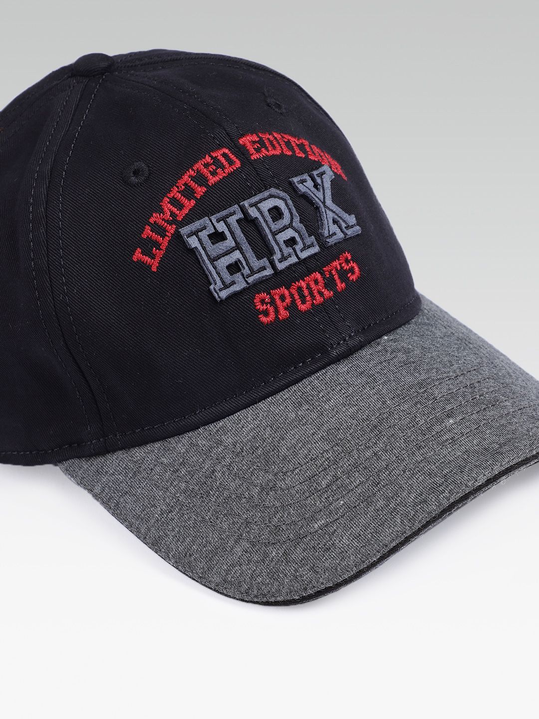 HRX by Hrithik Roshan Unisex Black & Grey Brand Logo Embroidered Cotton Baseball Cap