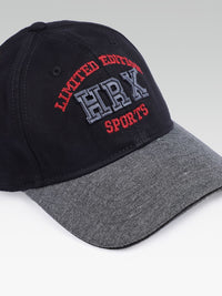 HRX by Hrithik Roshan Unisex Black & Grey Brand Logo Embroidered Cotton Baseball Cap