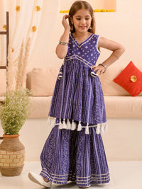 pspeaches Girls Ethnic Motifs Printed Regular Pure Cotton Kurti with Sharara