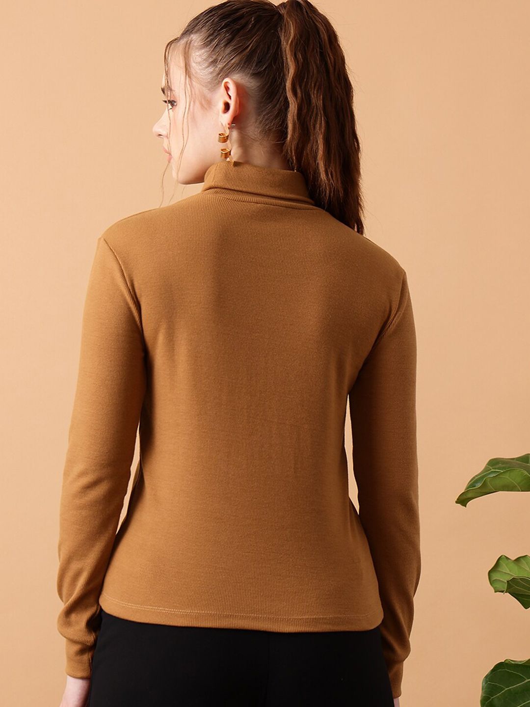 STREET 9 Ribbed Turtle Neck Fitted Top