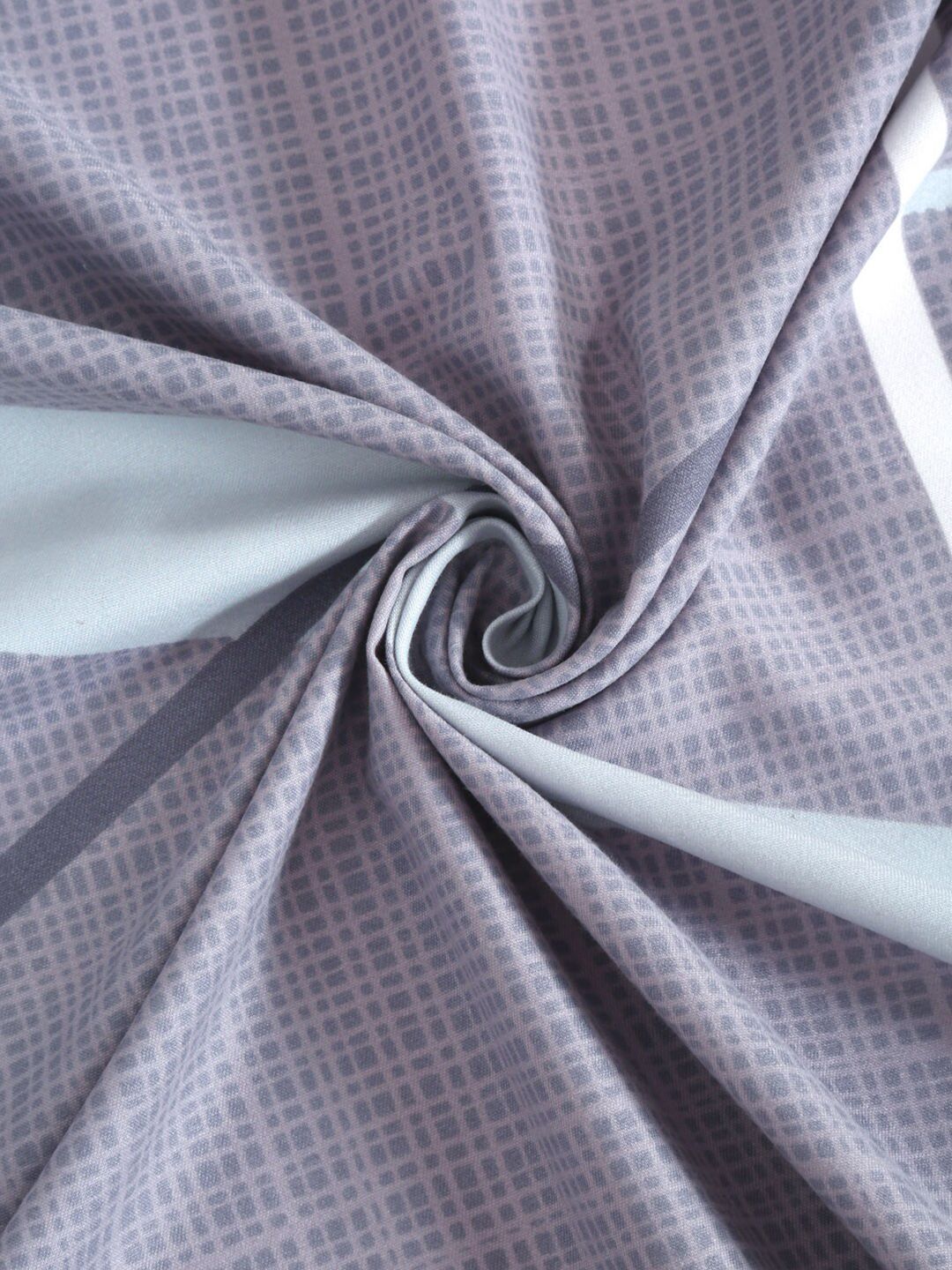 KLOTTHE Grey Geometric Polycotton 210 TC King Halus Cadar dengan 2 Sarung Bantal-98 x 89 inci