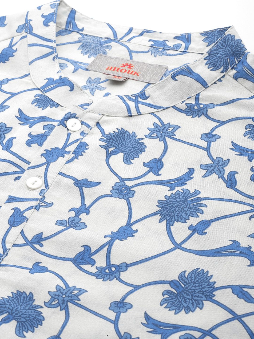 Anouk Men Floral Printed Mandarin Collar Pure Cotton Kurta