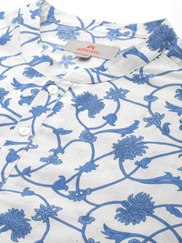 Anouk Men Floral Printed Mandarin Collar Pure Cotton Kurta
