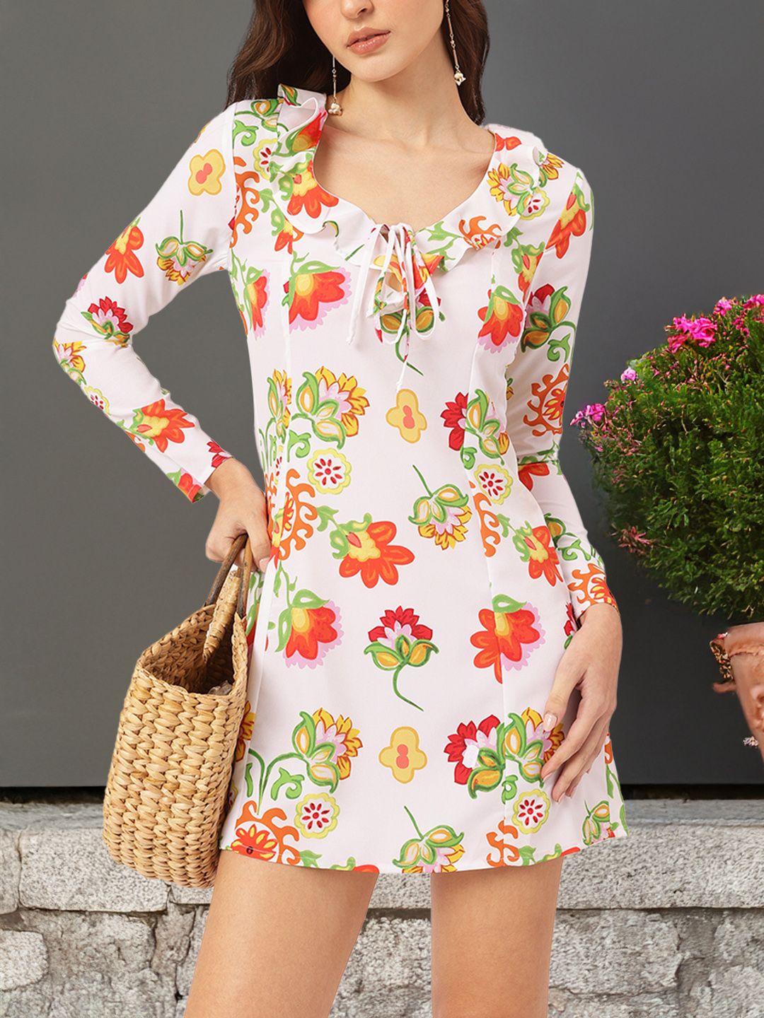 DressBerry Romantic Fantasy Floral Print Mini Sheath Dress