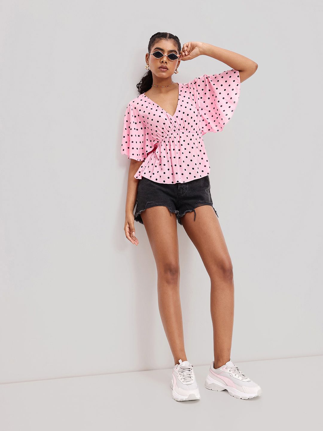 DressBerry Retro Replay Polka Dot Empire Style Top
