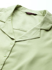 DressBerry Women Green Solid Casual Crop Shirt