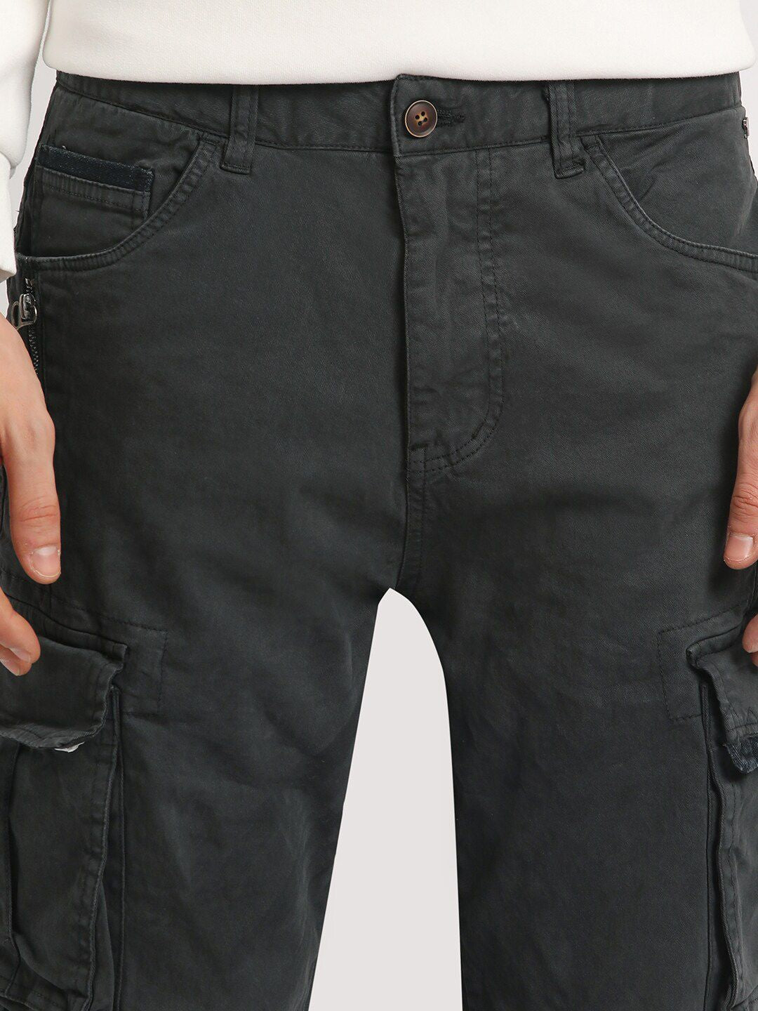 THE BEAR HOUSE Men Mid Rise Solid Regualr Fit Cargo