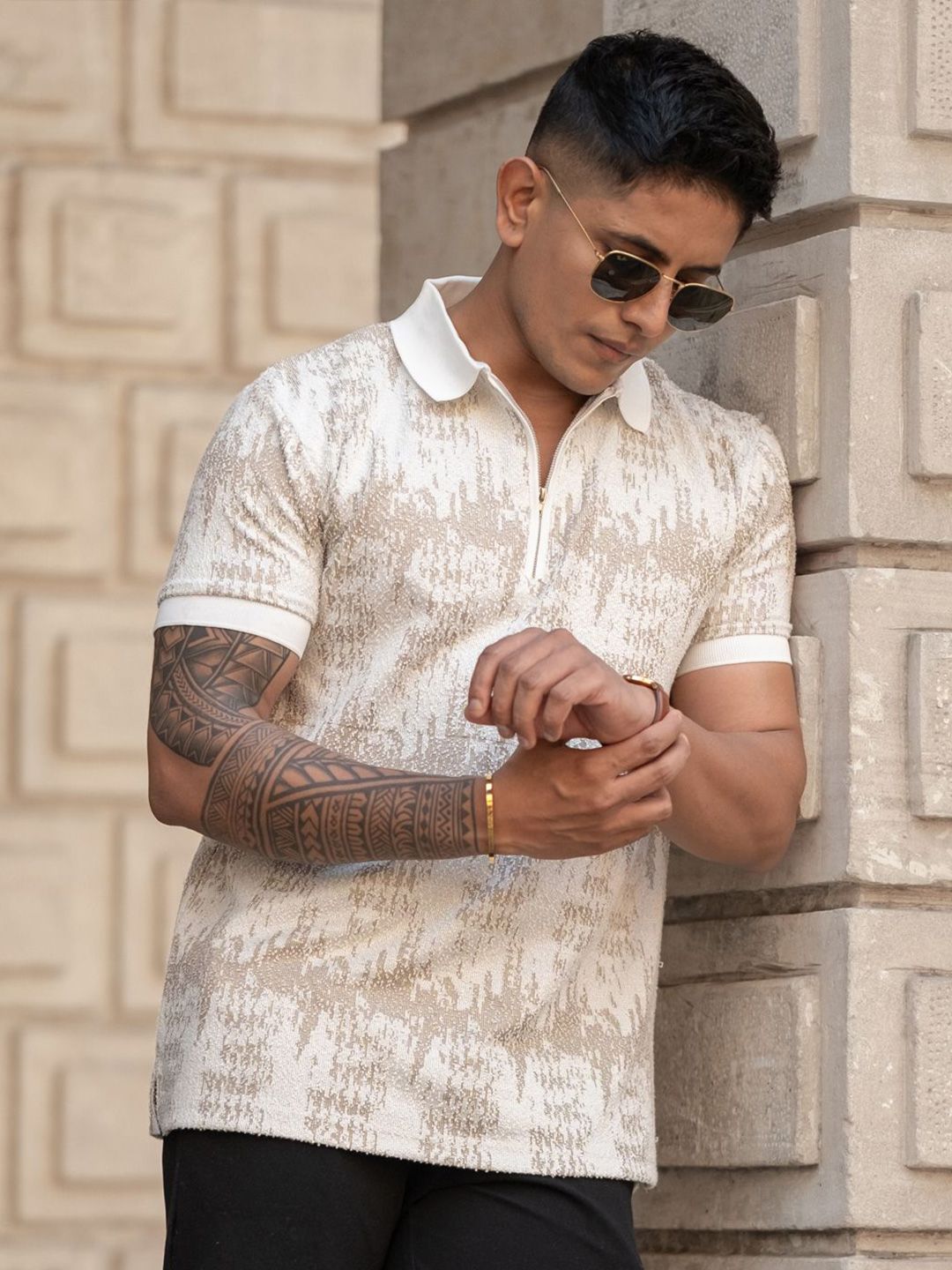 Powerlook Men Printed Polo Collar T-shirt