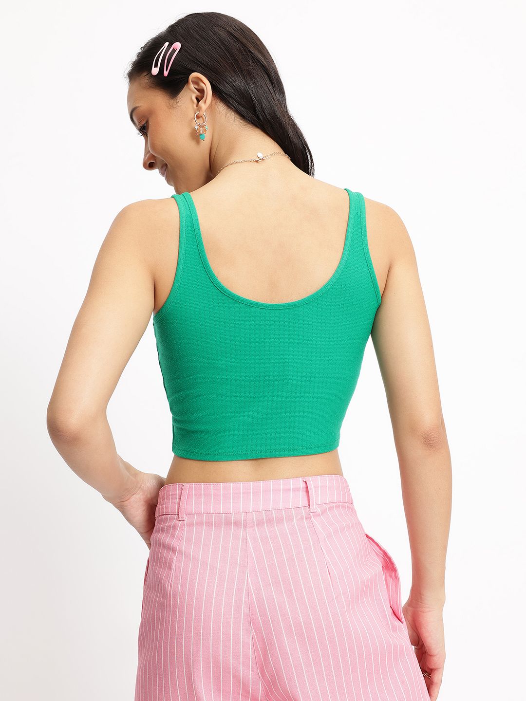 DressBerry Springtime Staple Textured Crop Top