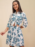 Vishudh Printed Shirt-Neck Shirt With Skirt Co-Ords