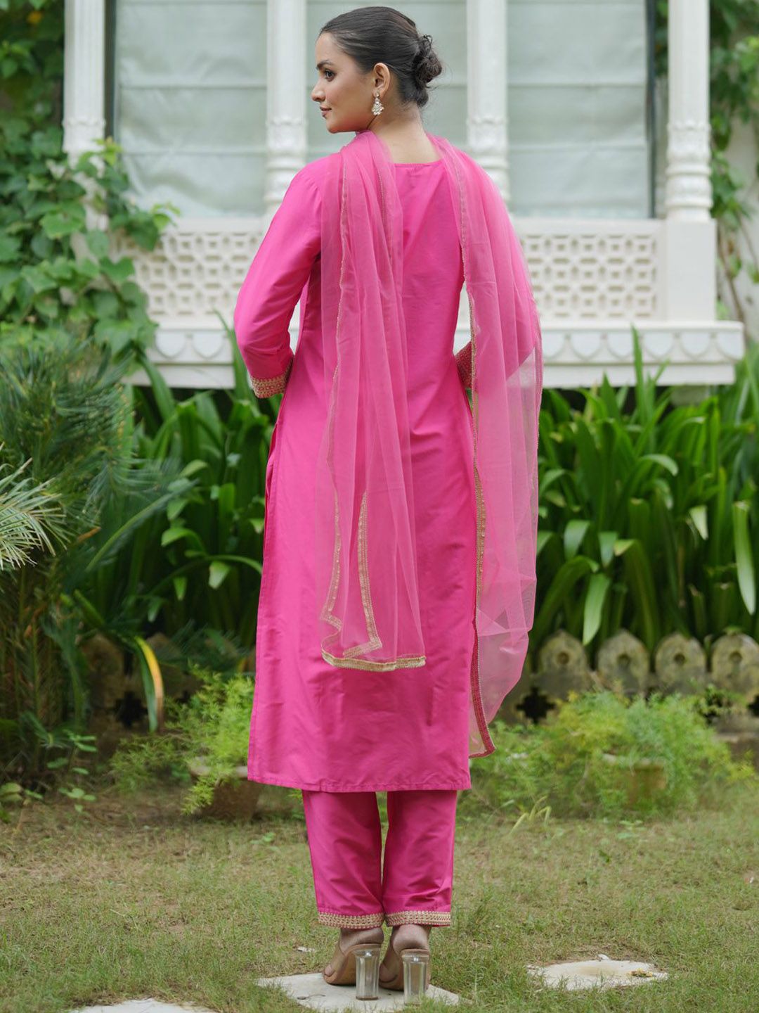 Indo Era Women Embroidered Regular Kurta with Trousers & With Dupatta