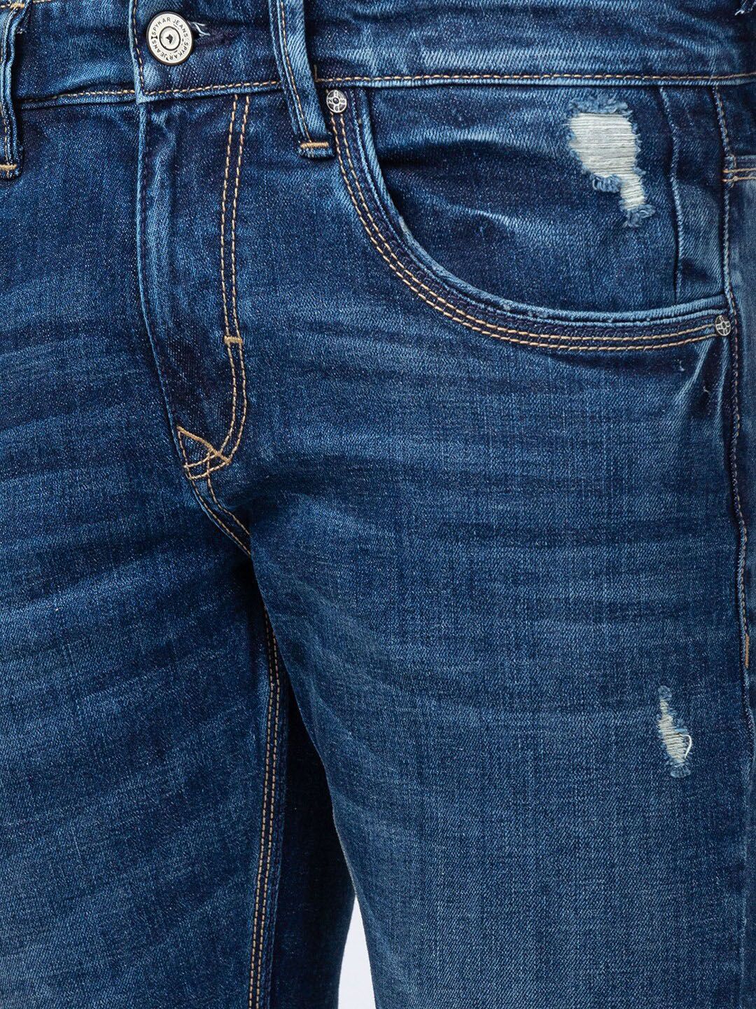 SPYKAR Men Kano Slim Fit Mildly Distressed Light Fade Jeans