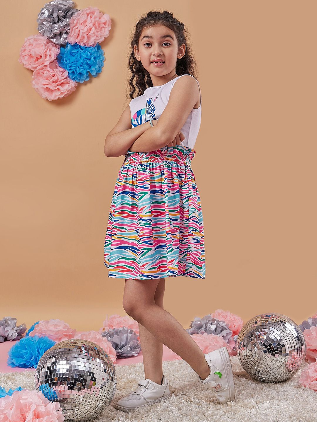 pspeaches Girls Conversational Print Sleeveless  Fit & Flare Dress