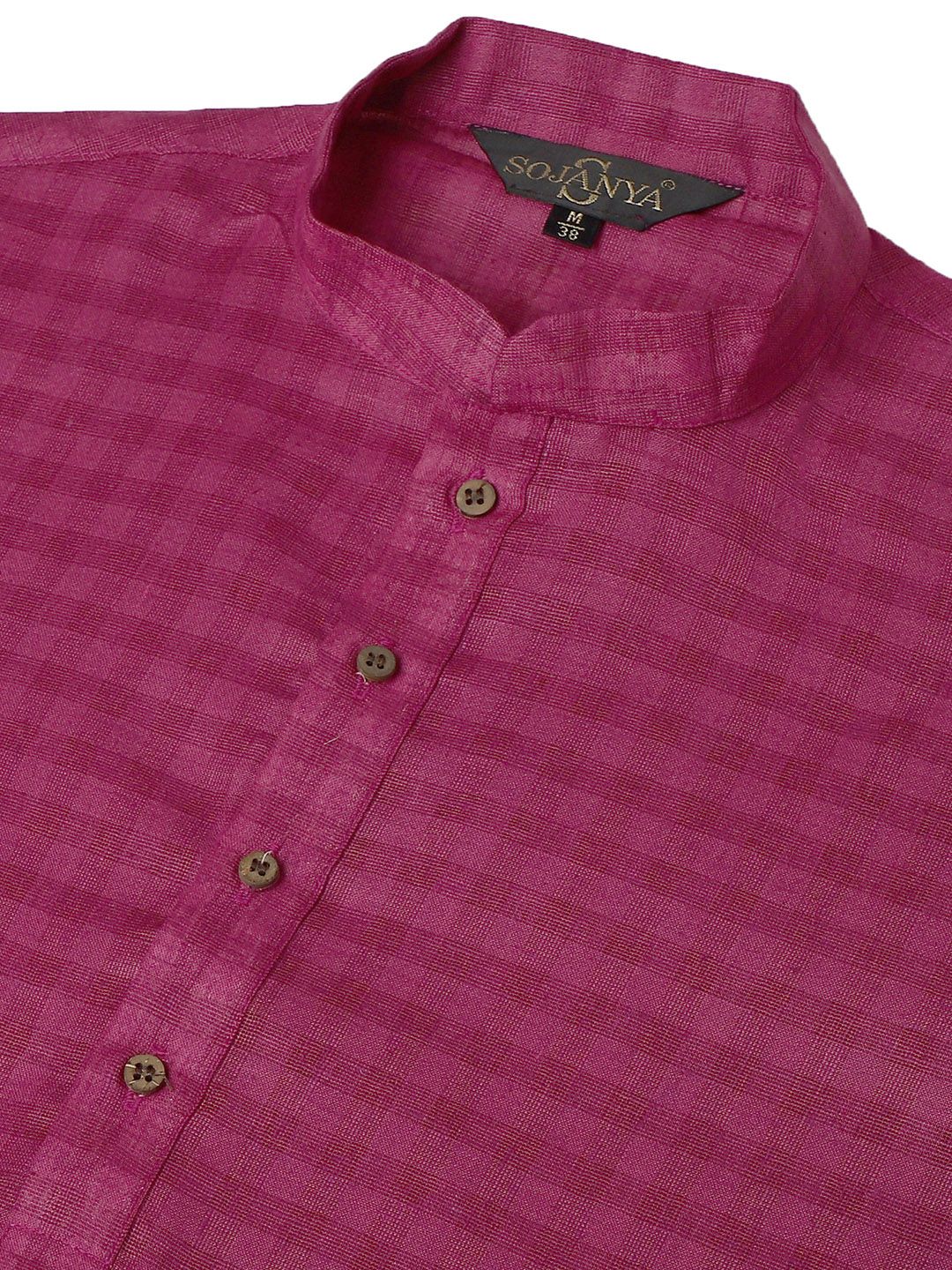 SOJANYA Rekaan Tenunan Kolar Mandarin Linen Kapas Kurta