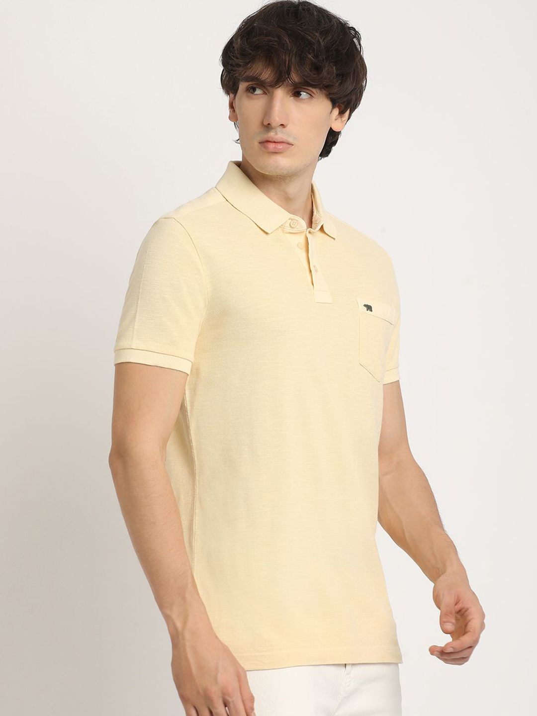 THE BEAR HOUSE Men's Solid Regular Fit Polo T-shirt
