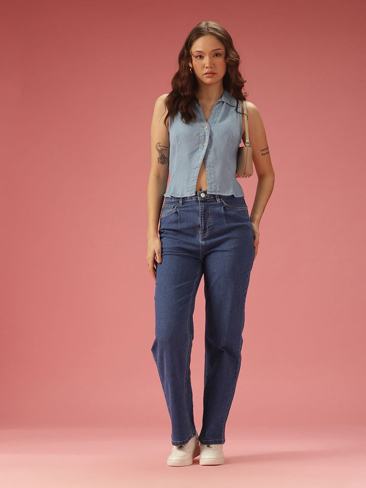 DressBerry Women Straight Fit High-Rise Light Fade Stretchable Jeans