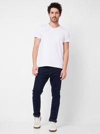 SPYKAR Typography Printed V-Neck Half Sleeves Slim Fit Cotton Casual T-shirt