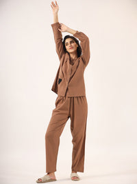 SANSKRUTIHOMES Mandarin Collar Pure Cotton Night suit